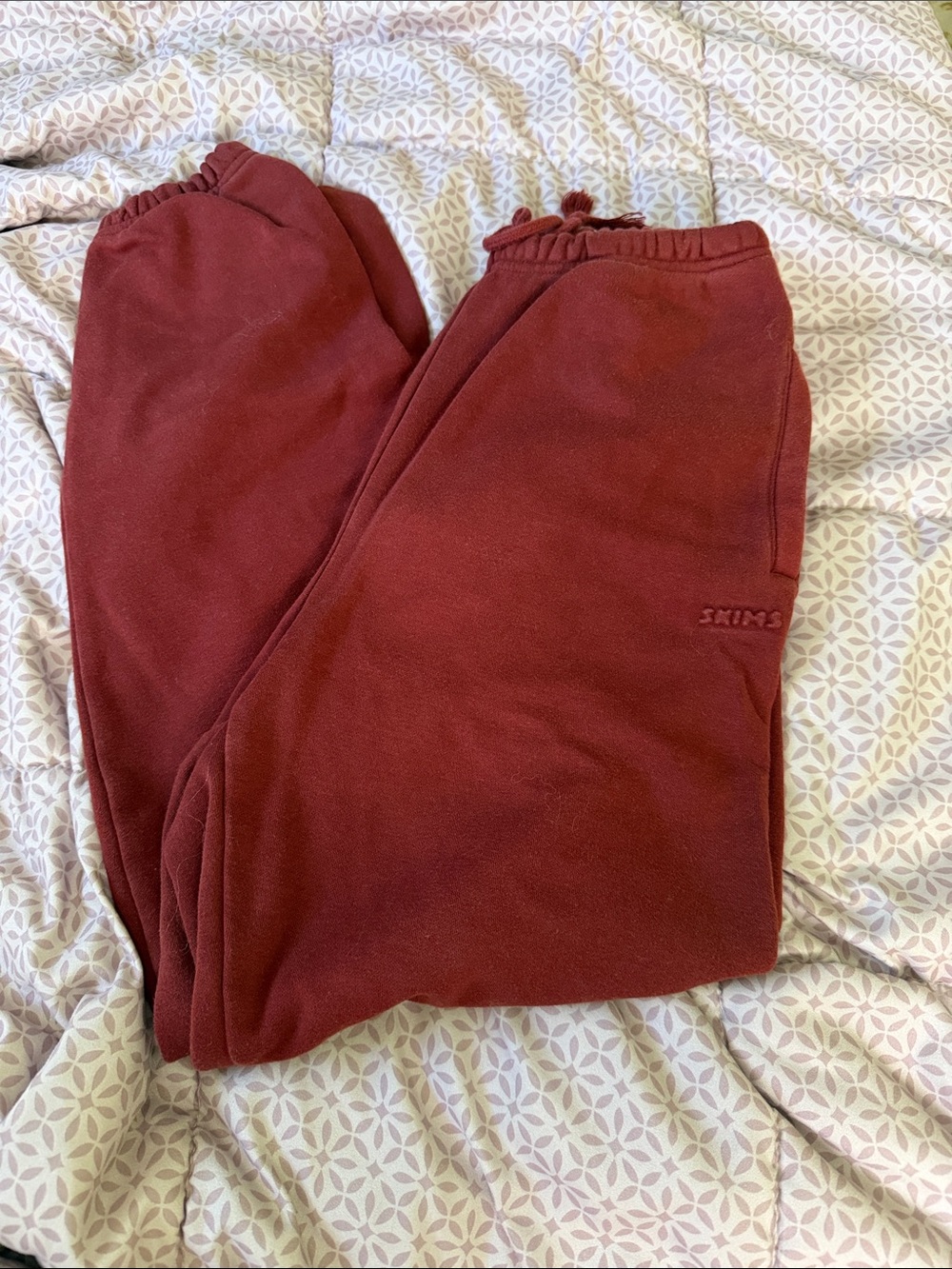 SKIMS Deep Red Cozy Track Joggers